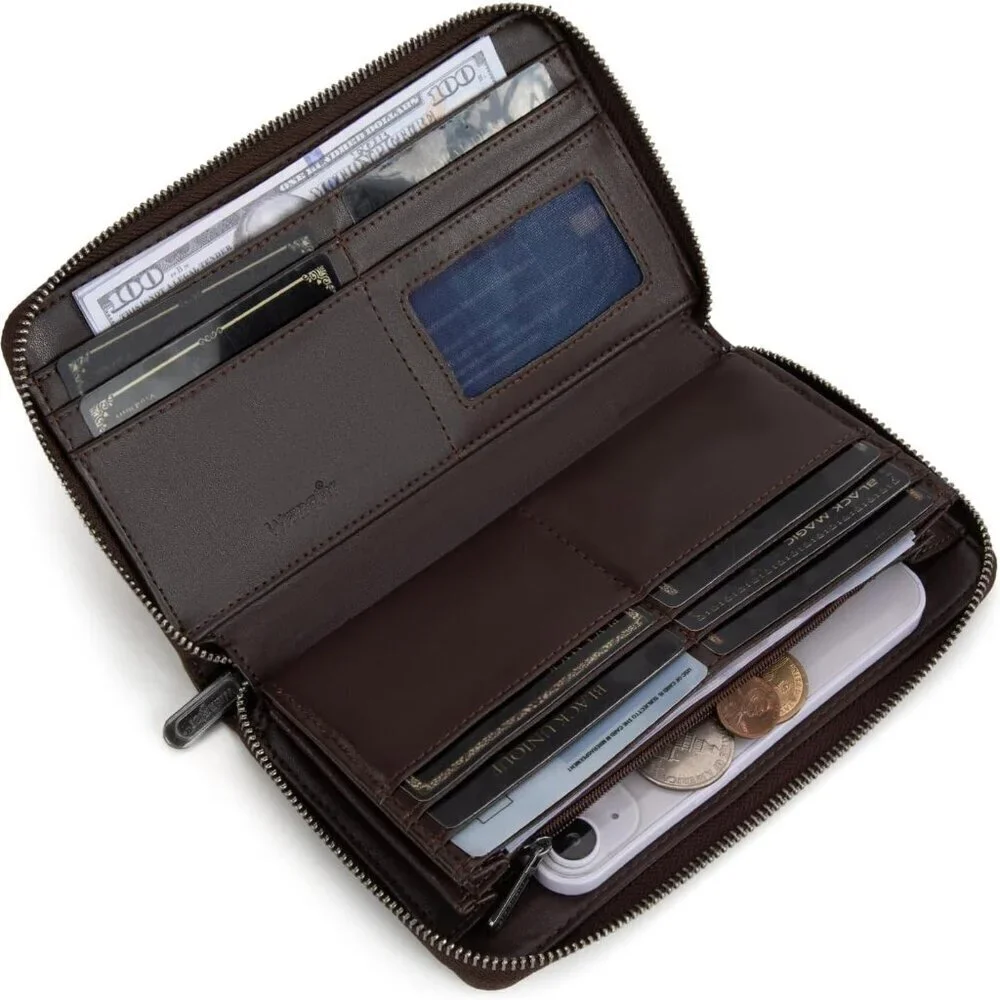 Women's Faux Leather Wallet Wristlet Purse Large Capacity Credit Card Holder
